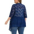 thumbnail image 3 of MODA NOVA Juniors Plus Draped Shawls Lightweight Open Front Lace Cardigans, 3 of 5