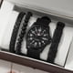 thumbnail image 2 of Juego de 4 relojes para hombre, reloj de cuarzo falso de tres esferas y pulsera tejida con cuentas a juego, 2 of 6