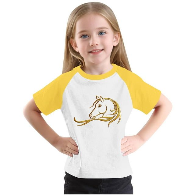 RXIRUCGD 2025 Vêtements d'Été pour Enfants Tout-Petits Garçons Filles Mode Mignon Col Rond Imprimé Manches Courtes Haut