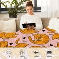thumbnail image 3 of Cat Blanket for Women Girls, Cat Blankets for Cat Lovers, Cute Orange Cats Kitty Kawaii Pink Throw Blanket, Cat Gifts for Cat Lovers, Soft Cozy Fleece Flannel Plush Blanket 50"x40", 3 of 6