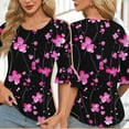 thumbnail image 2 of Tops for Women 3/4 Sleeve Crew Neck Print Blouse Womens Casual Round Neck Tunic Tops, 2 of 6