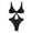 Black, variant on Womens Deep V Neck One Piece Swimsuit O Ring Linked Cutout Backless Bikini Sets High Leg Cheeky Bathing Suit