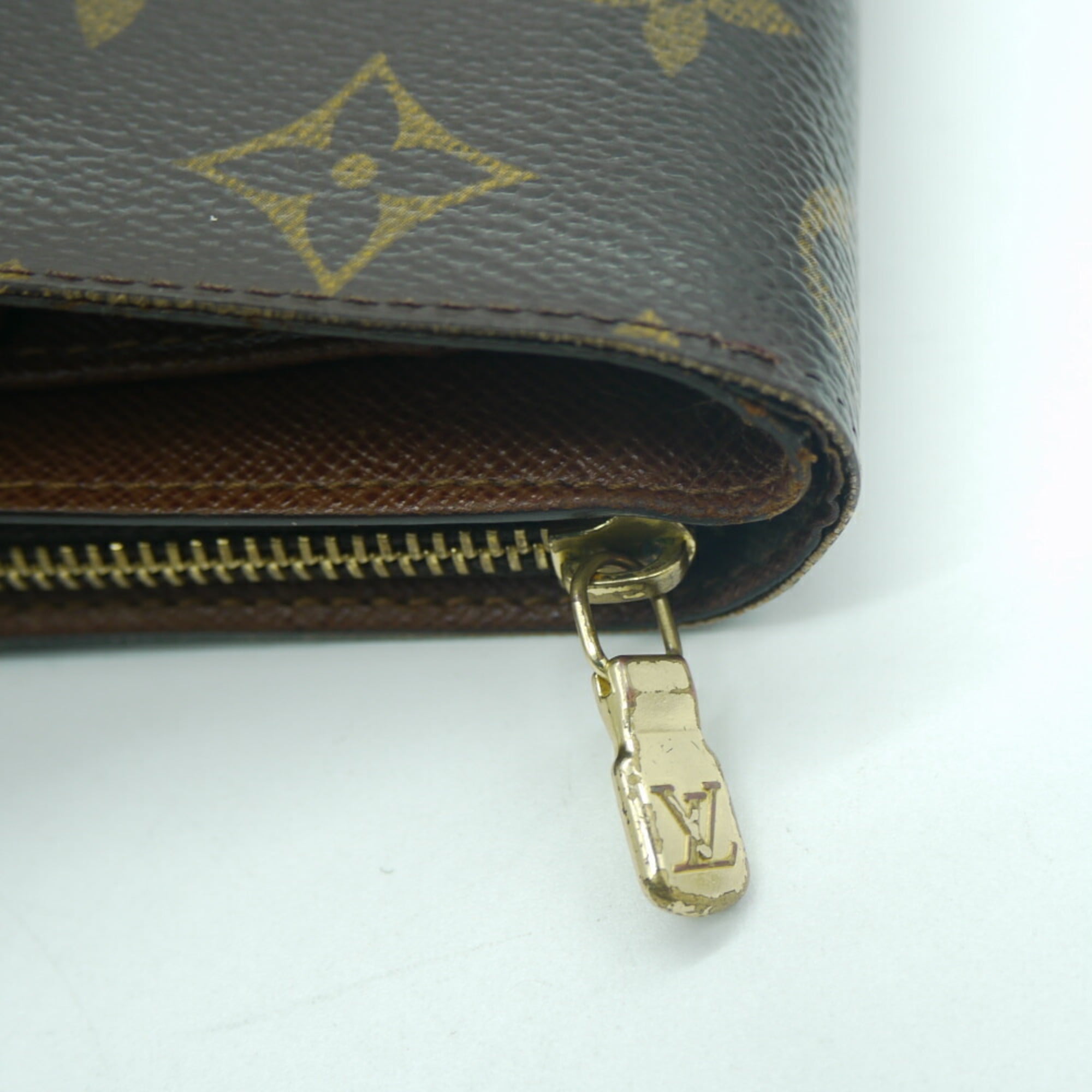 Authenticated Used LOUIS VUITTON Louis Vuitton Monogram Compact Zip Folio  Wallet Brown M61667 