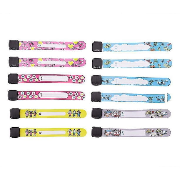 12 Uds. Pulseras de identificación de seguridad para niños, pulseras de identificación impermeables ajustables reutilizables