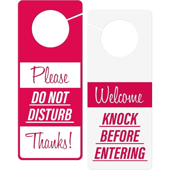 Do Not Disturb Door Hanger Sign, Dual Sided, Please Do Not Disturb Welcome Please Knock Door Sign for Home, Office, Meeting, Recording Room, 9.5" x 3.8" (Pack of 2)