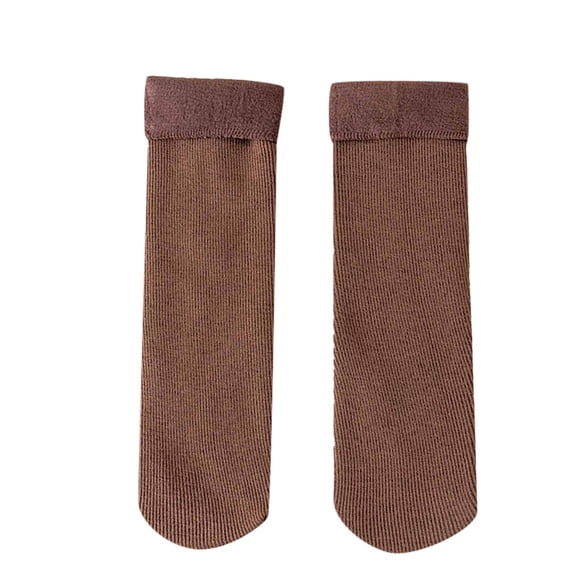 KDSJSXW Thin Ankle Socks For Women Women Casual Solid Plush Socks Warm Thickened Socks Half Crew Socks Women (Brown,One Size)