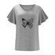 thumbnail image 4 of Camiseta informal para mujer, blusa estampada con volantes, manga corta, cuello en V, Tops Fridja  ghk7140, 4 of 5