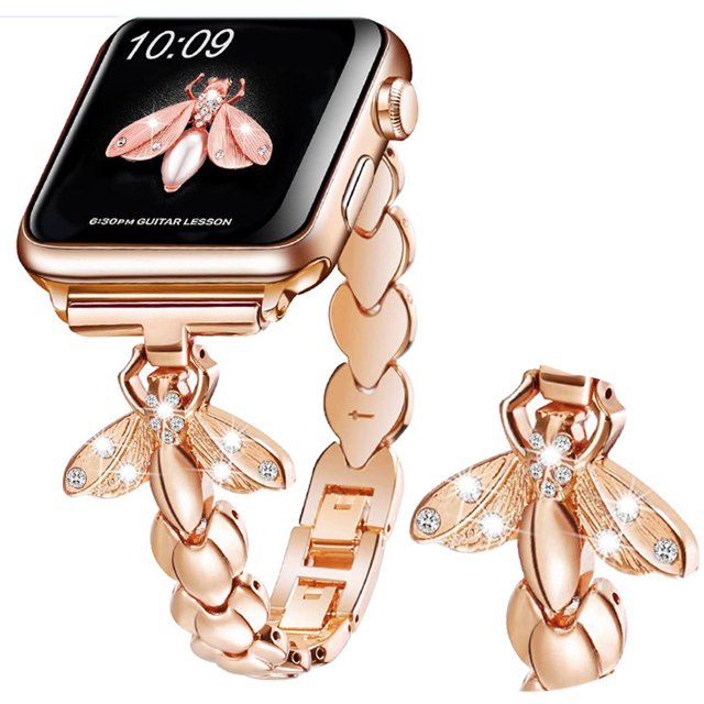 Correa compatible con Apple Watch Band 38 mm 40 mm 41 mm Mujer Iwatch Band Elegante pulsera de acero inoxidable para Apple Watch Series 7/6/5/SE/4/3/2/1 ER