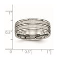 thumbnail image 2 of Stainless Steel Polished Hammered and Grooved 8.00mm Band Ring Size 10.5 Ring for Women and Men, 2 of 2