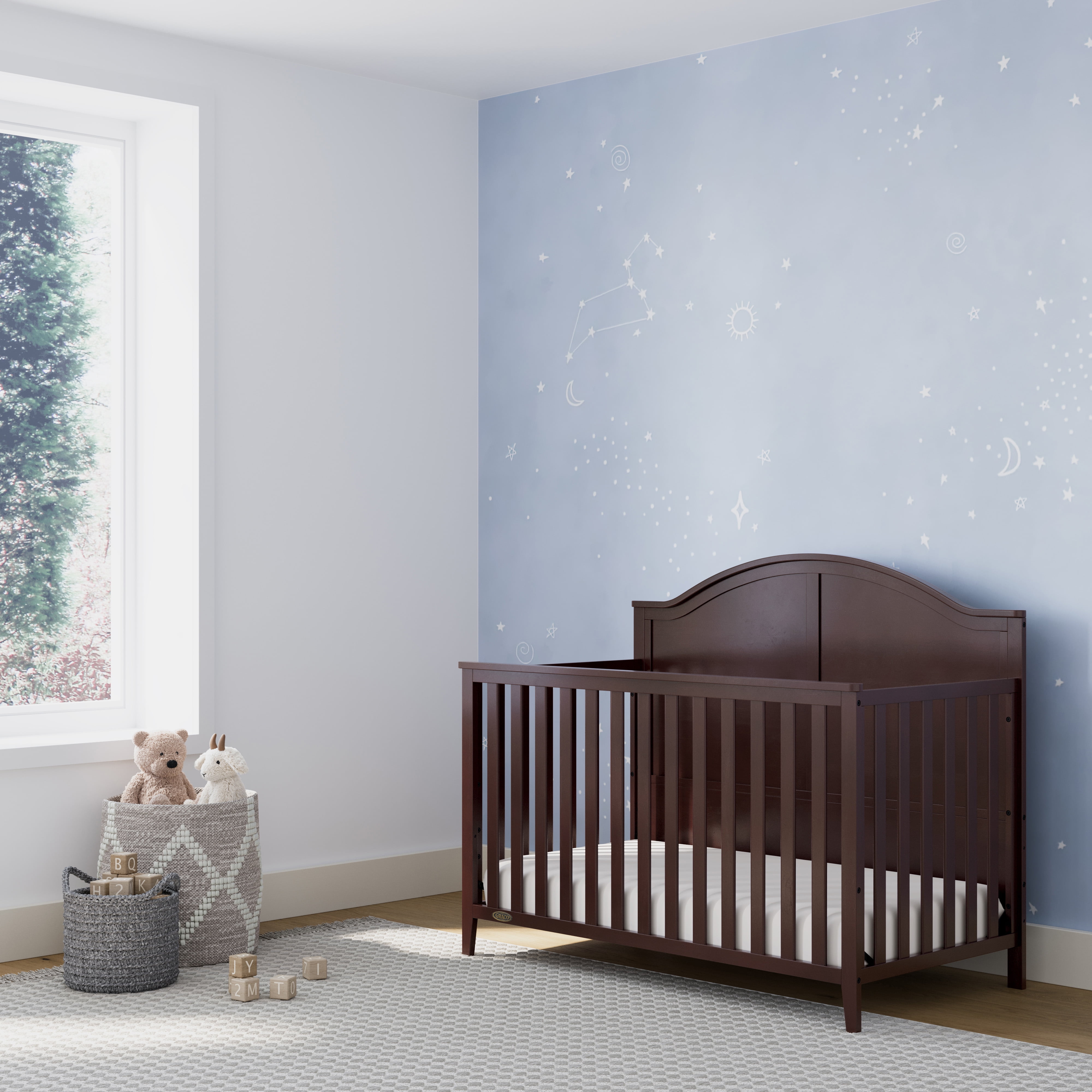Graco Wilfred 5-in-1 Convertible Baby Crib, Espresso