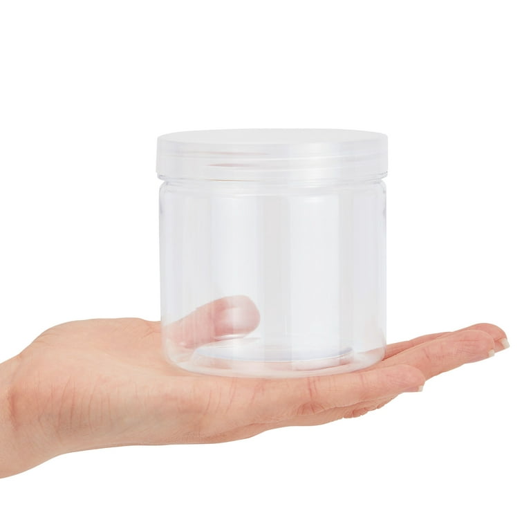 12 Pack Clear Plastic Jars Containers with Screw On Lids,Refillable  Wide-Mouth Plastic Slime Storage Containers for Beauty Products,Kitchen &  Household Storage - BPA Free (2.8 Ounce)