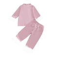 thumbnail image 4 of Landzoo Halloween 2 Piece Big Boys Girls Homewear Friendly Ghost Print Long Sleeve Notch Neck Sleepwear With Pants Outfit Fall Loose Fit Kids Pajamas Size 13-14 Years Pink, 4 of 5