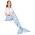 thumbnail image 1 of Couverture de Queue de sirène mettable, Toutes Les Saisons Chaude Couverture de lit canapé Couette Salon Sac de Couchage pour Enfants, écailles de Poisson, 140 x 60 cm - Bleu Clair, 1 of 2