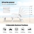 thumbnail image 6 of Costway 2 PCS Folding Chaise Lounge Chair 5-Position Adjustable Recliner White, 6 of 12