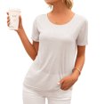 thumbnail image 3 of Camiseta de mujer Sexy Backless Hollow Manga corta Cuello redondo Top suelto, Blanco, XL Kearding AP001243-04, 3 of 7