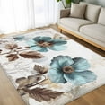 thumbnail image 4 of 8x10 Area Rugs, Vintage Flowers Non-Skid Rubber Backing Large Rectangle Rugs - Living Room Bedroom Home Office, Teal Blue Floral Nature Butterfly Indoor Floor Mat Carpets Washable Rug, 4 of 9