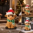 thumbnail image 3 of Clearance! Christmas Decorations, Light Up Highland Cow Resin Figurine With Knit Santa Hat & Striped Scarf, Festive Statue for Tabletop Mantel Covered Porch Yard Christmas Gift,7.87", 3 of 5