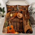thumbnail image 2 of Manfei Retro Western Cowboy 4-Piece Full Size Sheets for Boys Girls,Music Guitar Bed Sheets,Old Barn Door Lightweight Sheet Sets,Ultra Soft Home Decor, 2 of 7