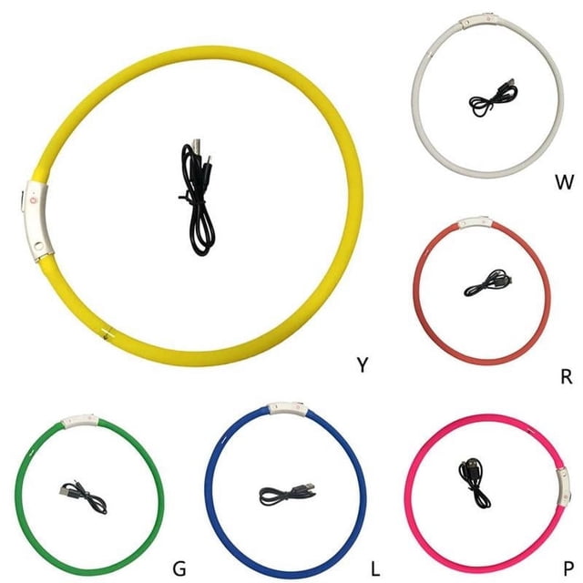 Fournitures pour Chien Collier USB Rechargeable Sécuritaire Avertissement Collier pour Chien à DEL Collier en Silicone Ajustable Couper pour Redimensionner Rouge m