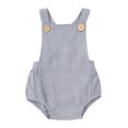 thumbnail image 2 of Newborn Baby Summer Romper Unisex Solid Color Button Jumpsuit Sleeveless Backless Overalls Outfits Gray, 2 of 6