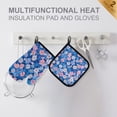 thumbnail image 4 of Yayeee Oven Mitts and Pot Holder Set of 2 Heat Resistant Kitchen Gloves Baking Hot Pad, Blue Daisy, 4 of 5