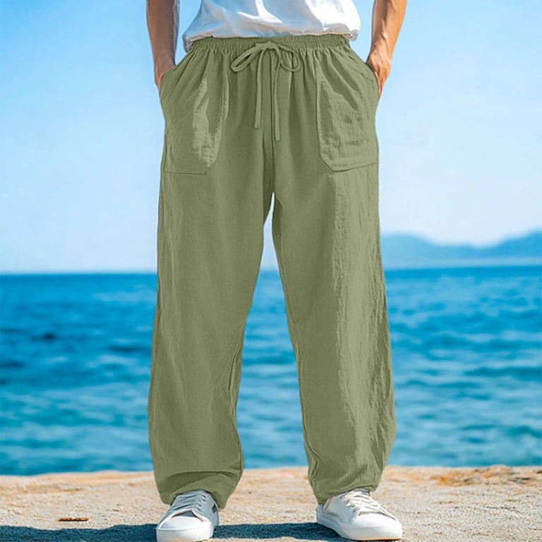 Mgmyaa Men's Business Casual Tapered Pants Mid Waist Button Office Trousers, Thin Solid Color Polyester Daily Wear Dress Pants, Wrinkle-Free Comfort