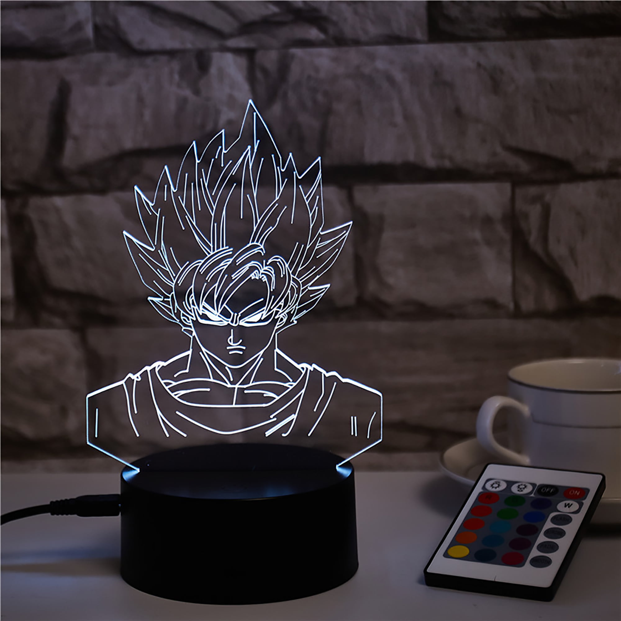KLZO 3D Optical Illusion Super Saiyan God Goku Night Light Toy Lamp,Remote  Control,Dimmable,Battery or USB Powered,7 Colors Change Christmas Birthday  Gift for Boys Girls Baby 