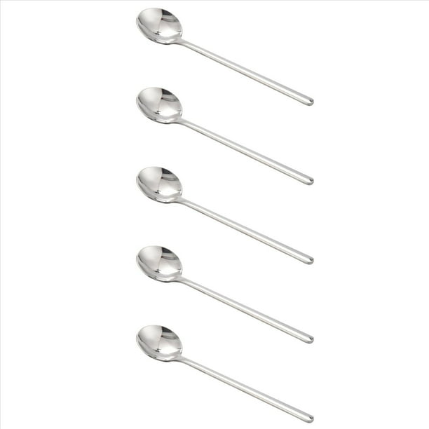 5 Pieza Cucharada de Café Cuchara de Café de Acero Inoxidable 304 con Manejar Juego de Cuchara de Té de Postre Accesorios de Cocina Plata S