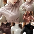 thumbnail image 3 of Turtleneck Basic Women Thermal T Shirt Plain Winter Stretch Top Bottoming Shirt, 3 of 8