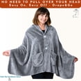 thumbnail image 2 of Manta tipo poncho EzRallora, forro polar, ligera, gris plateado, 2 of 6
