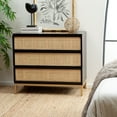 thumbnail image 3 of SAFAVIEH Zadie 3 Drawer Rattan Chest, Black With Natural Rattan/Gold Legs (34 in. W x 18 in. D x 30 in. H), 3 of 16