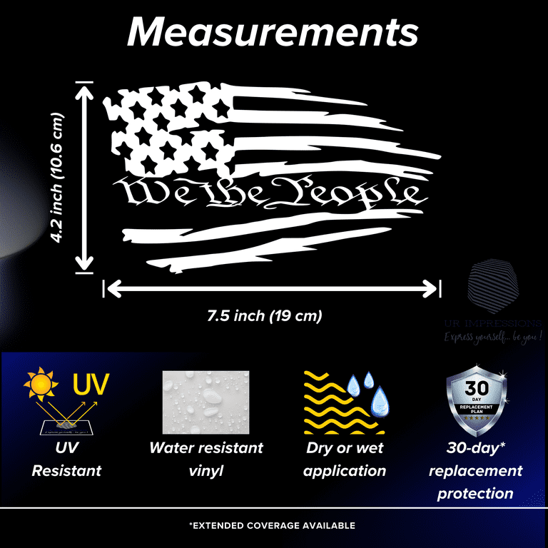 We The People Tattered Flag Decal – USA-Made Vinyl, Fade Resistant, Easy Apply
