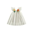 thumbnail image 1 of Kmbangi Robe à Manches Volantées en Tulle Superposé à Décor Floral Princesse Décontractée Fête pour Tout-Petits Enfants Filles Été 9M-5Y, 1 of 9