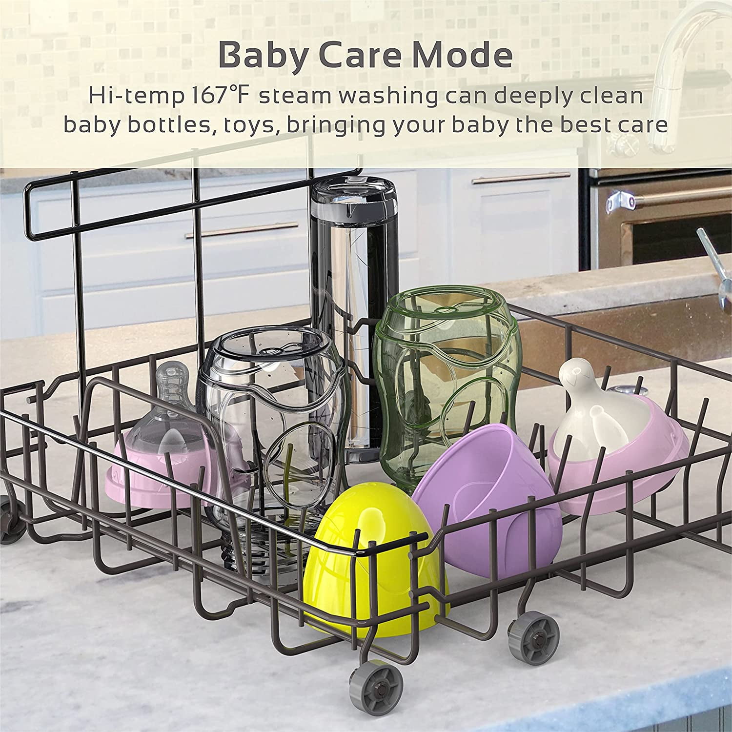 Portable Dishwasher Countertop, 5 Washing Programs Small Dishwasher with 5-Liter Built-in Water Tank, Baby Care, Air-Dry Function & Fruit Wash for Small Apartments, Dorms, RVs -White - 2