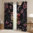 thumbnail image 2 of Homewish Teens Floral Gothic Skull Curtains Pack of 2 (42x84 Each),Pink Flowers Curtains Blackout,Bohemian Boho Bedroom Curtains,Ultra Soft Home Decor, 2 of 6