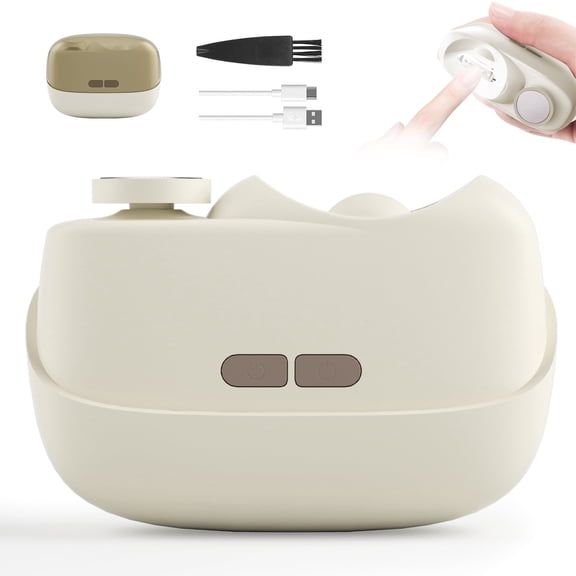 Electric Nail Clipper, 2 in 1 Automatic Nail Trimmer with Polishing, LED Light and Nail Scraps Storage, for Baby Seniors Adults