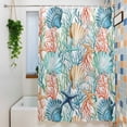 thumbnail image 3 of Coastal Small Stall Shower Curtain, Waterproof Shower Curtains for Bathroom, Nautical Summer Beach Coral Starfish Shell Washable Fabric Bath Curtain for Bathtub Decoration with Hooks 36x78 Inches, 3 of 9
