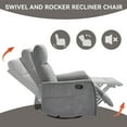 thumbnail image 4 of PAPROOS Rocker Recliner with Heat and Massage, 360°Swivel Rocker Recliner Chair, Small Rocking Recliner for Small Spaces, Home Theater Recliner with 2 Side Pockets, Nursery Glider Chair, Gray, 4 of 11