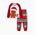 thumbnail image 3 of PatPat Christmas Pjs Kids Pajamas Family Matching Sets Gingerbread Print Long-sleeve PJS with Christmas Socks, Red, Kids: 3-4 Years, 3 of 8