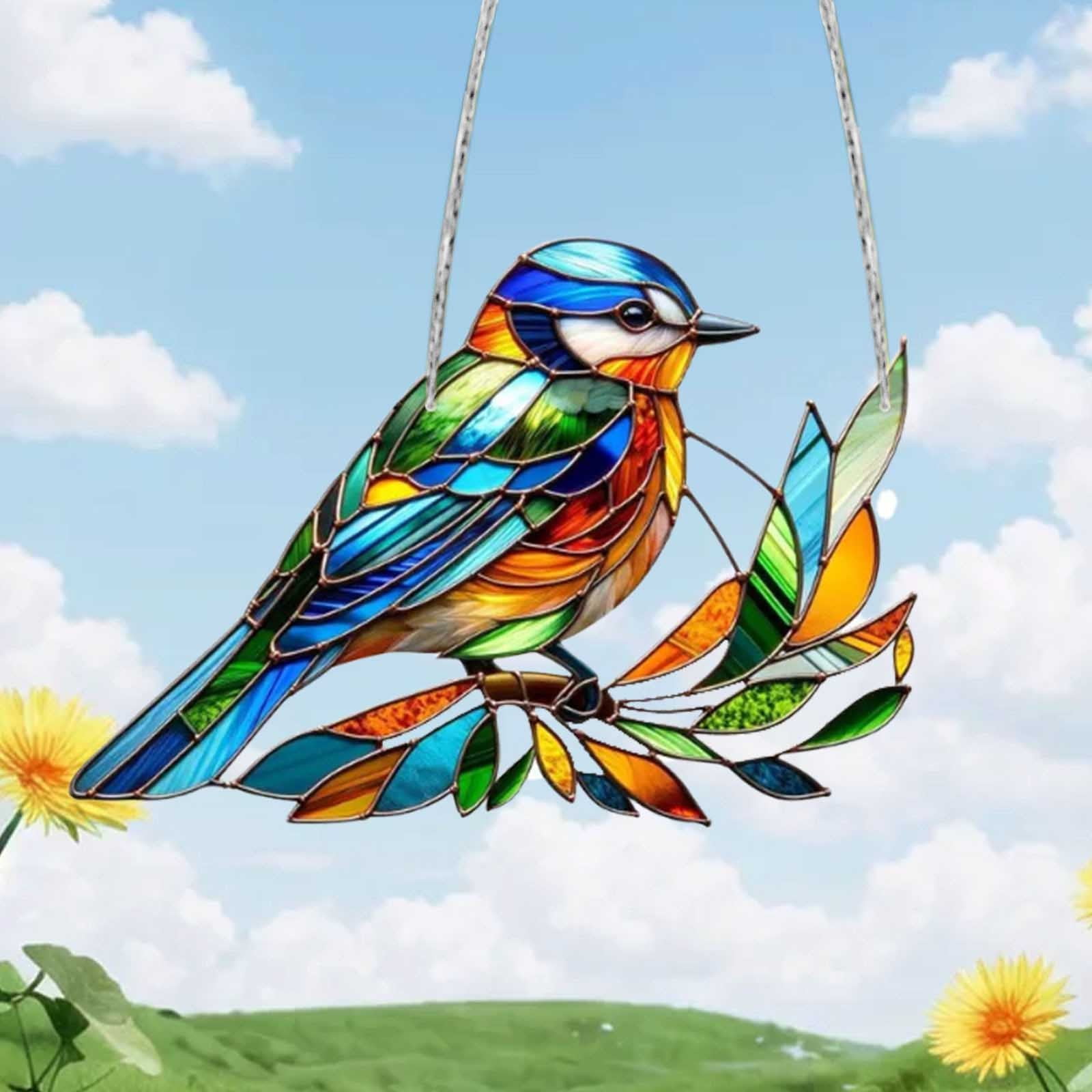 Hummingbird Suncatchers for Window Hanging - Vibrant Acrylic Bird Decor with Stained Glass Effect, Colorful Light Reflections for Indoor Room Decor, Gift for Nature Lovers and Home Decor Enthusiasts
