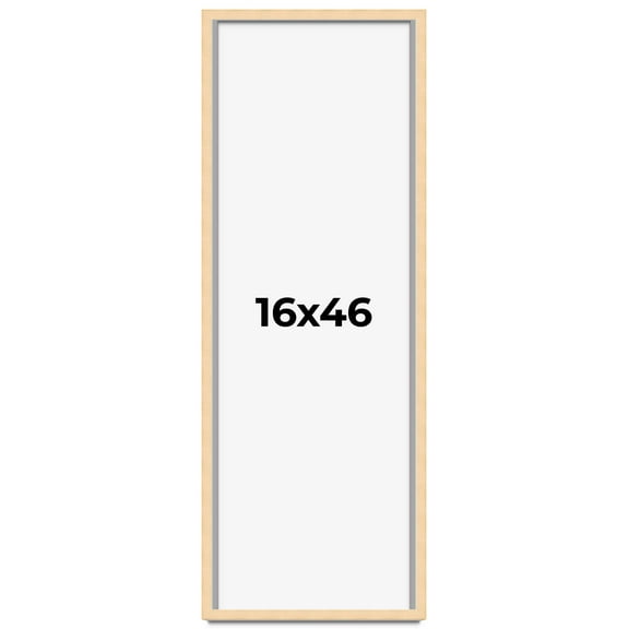 16x46 Frame Natural Wood Picture Frame | 0.75 Inch Moulding Width | with UV Acrylic Plexiglass,