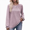 thumbnail image 4 of Godom Long Sleeve Shirts Womens Pleated Business Casual Blouses with Smocked, 4 of 7