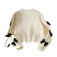 thumbnail image 5 of Otqutp Girl's Bow Sweater Pullover Cable Knit Crewneck Long Sleeve Fall Winter Cropped Sweater Chunky Warm Cozy Jumper Tops, 5 of 7