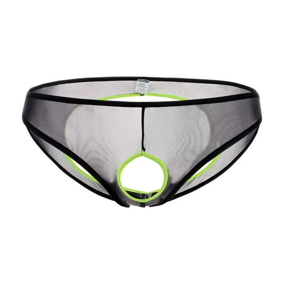 TANBOM Men's Holes Briefs Mesh Nylon Triangle Underwear Black M 1-Pack