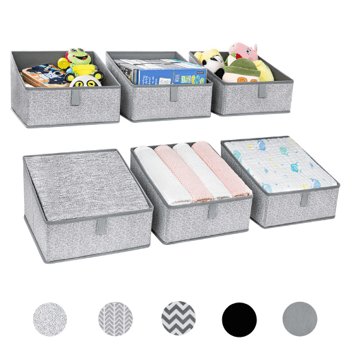 Grey Collapsible Sturdy Fabric Storage Bin Cube for Organizing Shelf Nursery Home Closet PACHIRA E-Commerce Grey Baskets Storage 6 Pack, 