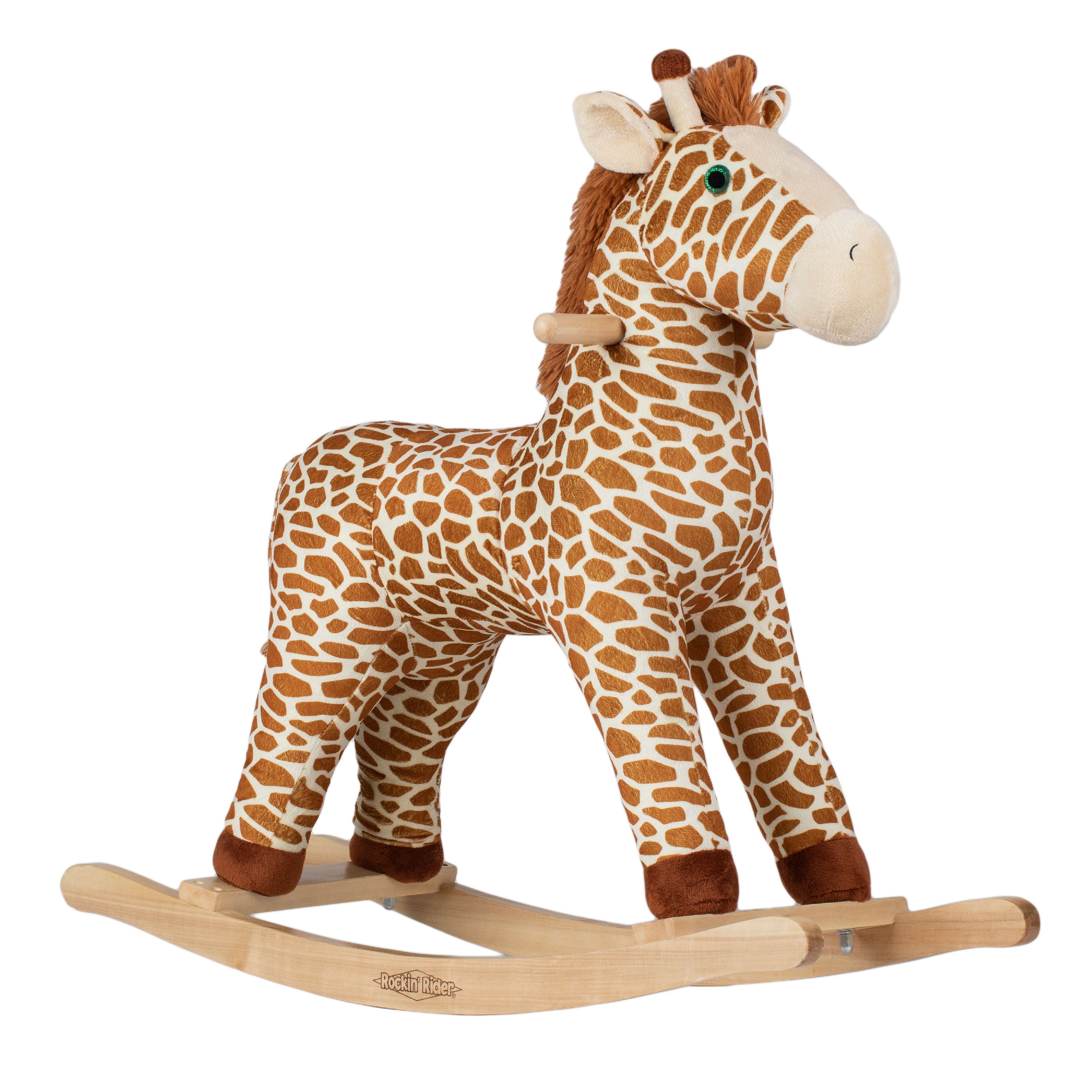 Kids Giraffe Rocking Horse Wood Plush Riding On Rocker Toy Gift W/Music Moving 