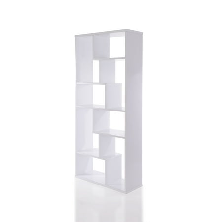 32u0022 X 12u0022 X 71u0022 White Veneer Cube Bookcase