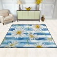 thumbnail image 3 of Daisy Flower on Blue Stripe Area Rugs Soft Non-Slip Floor Mats Large Nursery Carpets Doormat for Living Room Bedroom Hotel Decor 63"x48", 3 of 7