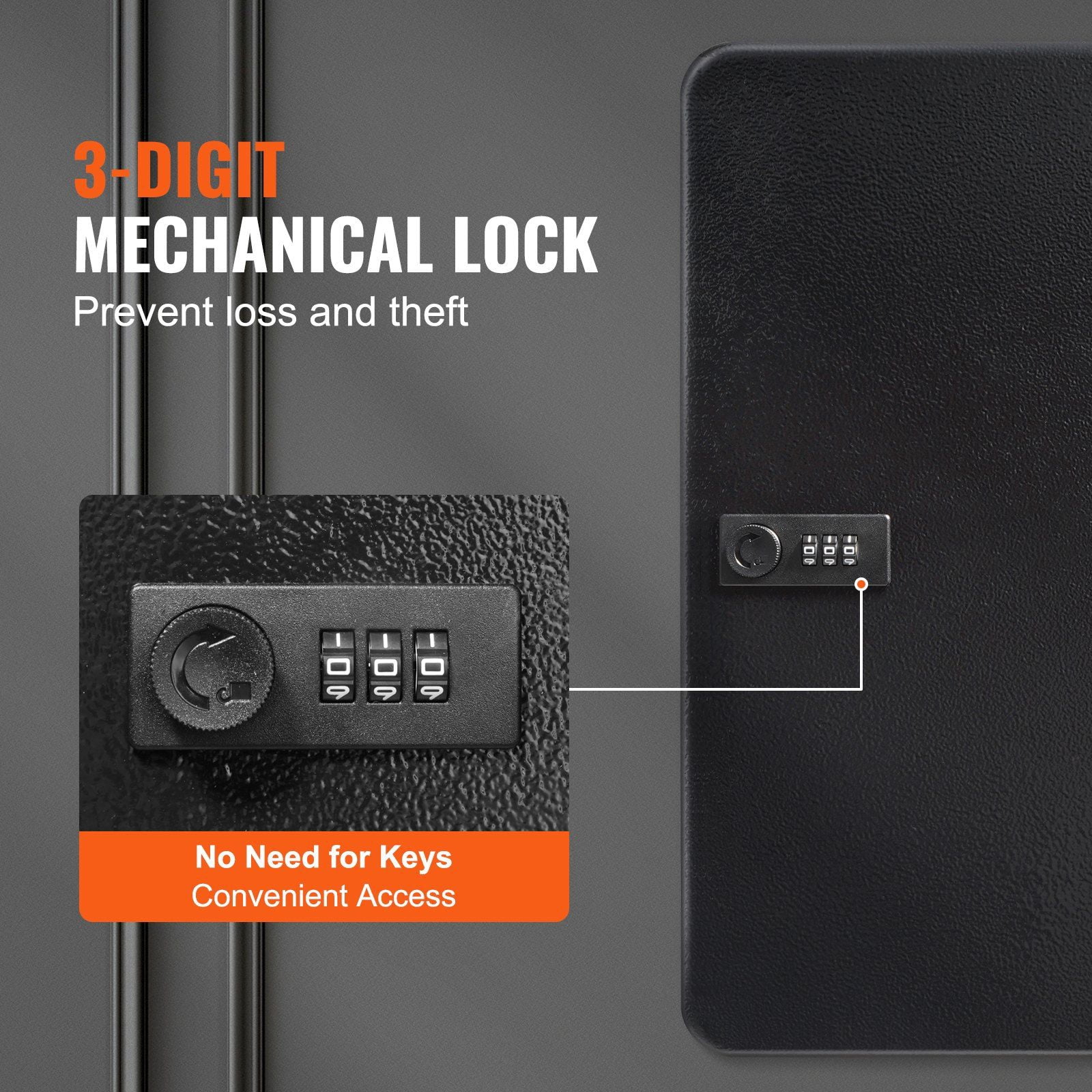 Digital Key Safe with Adjustable Racks, 48-Key Lock Box & Tags - Heavy-Duty Steel Cabinet for Home/Office Security