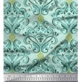 thumbnail image 1 of Soimoi Green Cotton Duck Fabric Vector Design Damask Printed Craft Fabric by the Yard 44 Inch Wide, 1 of 3
